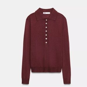 Zara Burgundy Button-Up Top